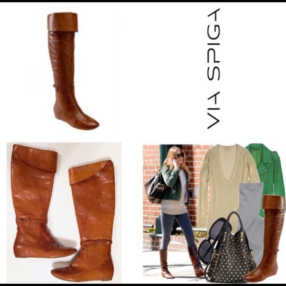 Via spiga leather over the knee flat riding boots